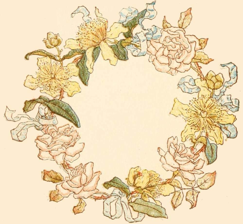 victorian drawing of a flower garland