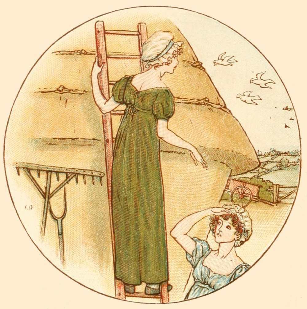 victorian farm girl on a ladder