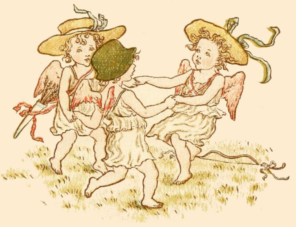 three cherubs dancing